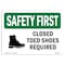 Signmission OSHA Closed Toed Shoes Required W/ Symbol 14in X 10in Rigid Plastic, 14" W, 10" H, Landscape OS-SF-P-1014-L-10570 - alternate 1